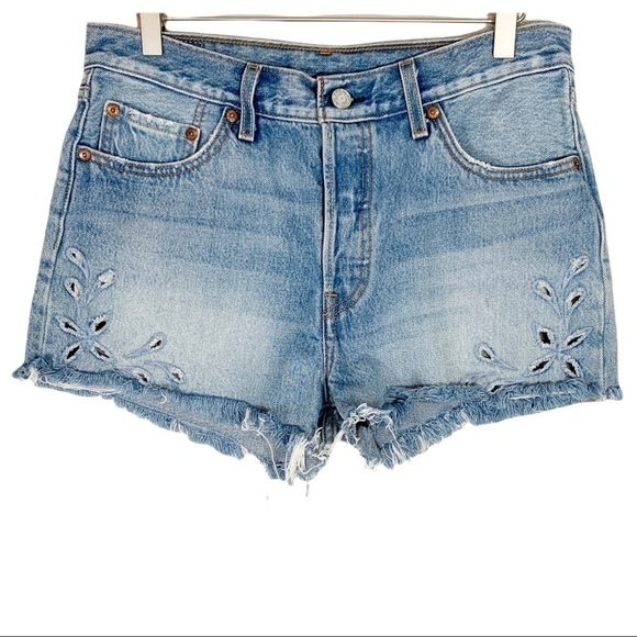 Levi's 501 High waist Denim Jean Shorts Size 29 - Picture 2 of 6